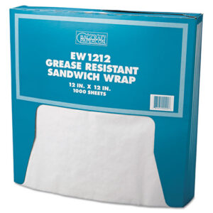 Grease-Resistant Paper Wraps and Liners, 12 x 12, White, 1,000/Box, 5...