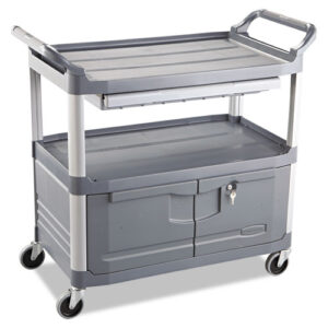 Xtra Instrument Cart with Locking Storage Area, Plastic, 3 Shelves, 300 lb...