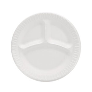 Concorde Foam Plate, 3-Compartment Plate, 9" dia, White, 125/Pack, 4...