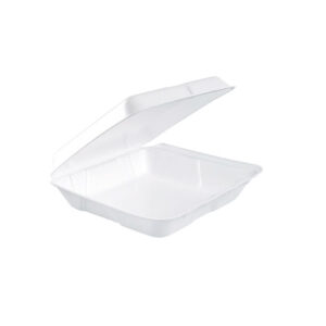 Foam Hinged Lid Containers, 7.5 x 8 x 2.2, White, 200/Carton