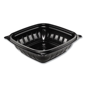 PresentaBowls Pro Black Square Bowls, 8 oz, 5 x 5 x 1.5, Plastic, 63/Bag, 8...
