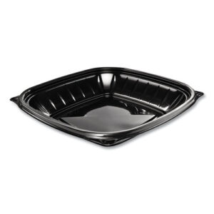 PresentaBowls Pro Black Square Bowls, 24 oz, 8.5 x 8.5 x 1.8, Plastic, 63/Bag, 4...