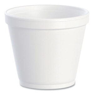Food Containers, Squat, 8 oz, White, Foam, 1,000/Carton