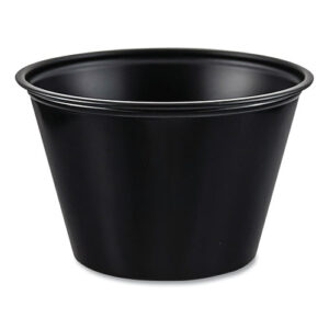 Polystyrene Portion Cups, 4 oz, Plastic, Black, 250/Bag, 10 Bags/Carton