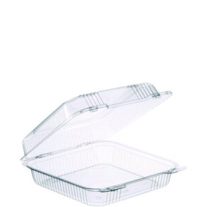 StayLock Clear Hinged Lid Containers, 8.6 x 9 x 3, Clear, Plastic, 100/Pack, 2...