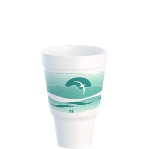 J Cup Insulated Foam Pedestal Cups, 32 oz, White/Teal, 25/Sleeve, 20...