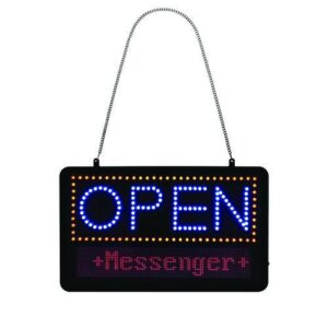 LED Programmable Message Board Open Sign, 22 x 13, Black Frame, Blue/Red...