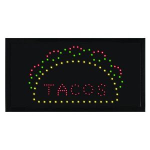 LED Rectangular TACO Sign, 19 x 10, Black Frame, Green/Red/Yellow Graphics
