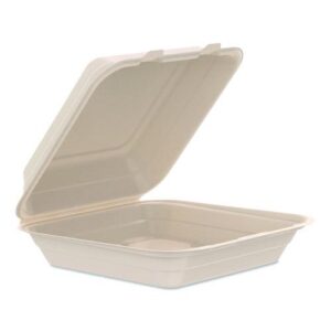 Compostable Molded Fiber Hinged Trays, ProPlanet Seal, 9.14 x 9 x 2.98...