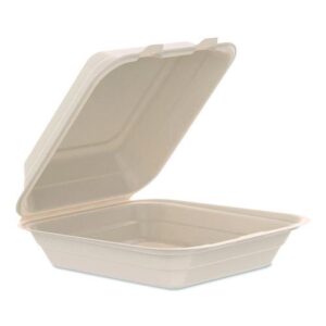 Compostable Molded Fiber Hinged Trays, ProPlanet Seal, 8.65 x 7.94 x 2.98...