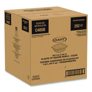 Square Plastic Bowls, 48 oz, 5 x 5 x 2.55, Clear, Plastic, 63 Bowls/Sleeve, 4...