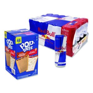 Red Bull Energy Drink and Pop Tart Combo Pack,(24) 12oz Cans,(24) Frosted...