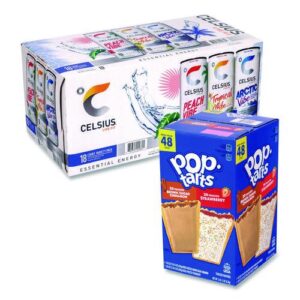 Celcius Vibe and Pop Tarts Variety Combo Pack,(18) 12oz Cans,(24) Frosted...