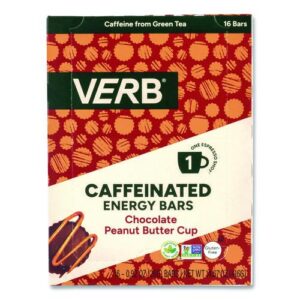 Caffeinated Energy Bar, Chocolate Peanut Butter Cup, 0.92 oz Bar, 16/Box