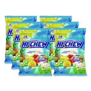 Fruit Chews, Tropical, Peg Bag 3.53 oz, 6/Carton