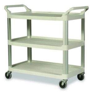 Xtra Utility Cart with Open Sides, Plastic, 3 Shelves, 300 lb Capacity, 40.63" x...