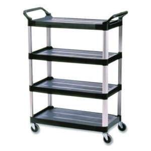 Xtra Utility Cart with Open Sides, Plastic, 4 Shelves, 400 lb Capacity, 40.63" x...