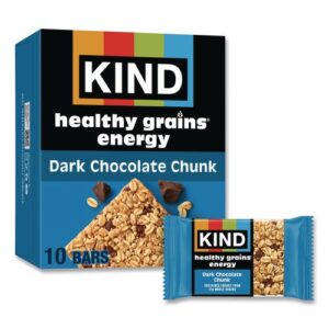 Healthy Grains Energy Dark Chocolate Chunk Bars, 1.4 oz Bar, 10/Box