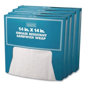 Grease-Resistant Paper Wraps and Liners, 14 x 14, White, 1,000/Box,  4...