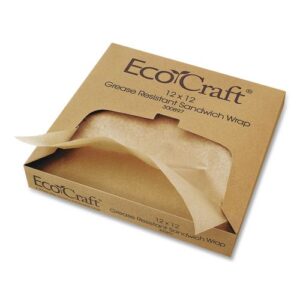 EcoCraft Grease-Resistant Paper Wraps and Liners, 14 x 14, Natural, 1,000/Box, 4...