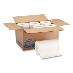 SofPull Hardwound Paper Towel Roll, Nonperforated, 1-Ply, 9" x 400 ft, White, 6...