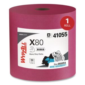 Power Clean X80 Heavy Duty Cloths, Jumbo Roll, Perforated,12.4 x 12.2, Red...