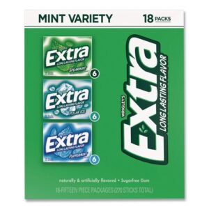 Extra Mint Variety Sugar-Free Gum, Peppermint/Polar Ice/Spearmint, 15...