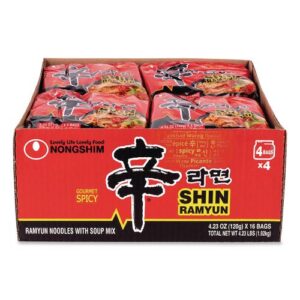 Gourmet Spicy Ramyun Noodle Soup, Spicy Chicken, 4.23 oz Packet, 16/Carton