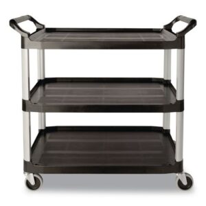 Xtra Utility Cart with Open Sides, Plastic, 3 Shelves, 300 lb Capacity, 40.63" x...