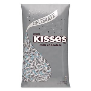 KISSES Milk Chocolate Candy, Silver Foils, 60 oz Bag