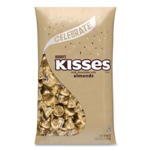 KISSES with Almonds, Gold Foils, 60 oz Bag