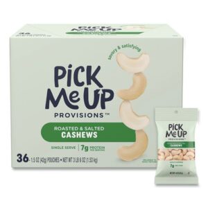 Roasted and Salted Cashews, 1.5 oz Pouch, 36/Box