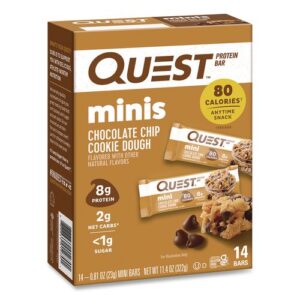 Protein Bar Minis, Chocolate Chip Cookie Dough, 0.81 oz Bar, 14/Box