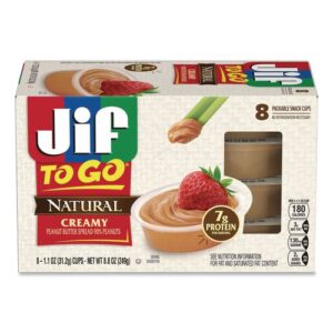 Spreads, Natural Creamy Peanut Butter, 1.1 oz Cup, 8/Box