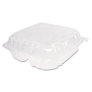 ClearSeal Hinged-Lid Plastic Containers, 3 Compartments, 9.4 x 8.9...