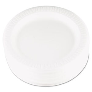 Quiet Classic Laminated Foam Dinnerware, Plate, 9" dia, White, 500/Carton