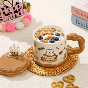 Character Ceramic Mug with Lid 350 ML –  Cute & Stylish Coffee Mug