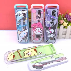 Cute Kids Spoon & Fork Set with Storage Case