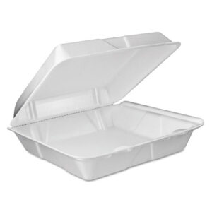 Foam Hinged Lid Container, Vented Lid, 9 x 9.4 x 3, White, 100/Pack...