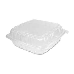 ClearSeal Hinged-Lid Plastic Containers, 9.3 x 8.8 x 3, Clear, Plastic...