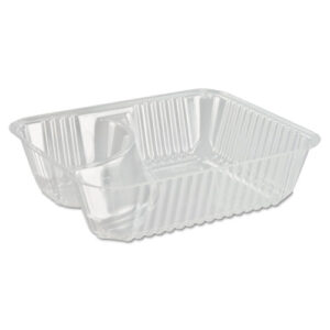 ClearPac Small Nacho Tray, 2 Compartments, 5 x 6 x 1.5, Clear, Plastic...