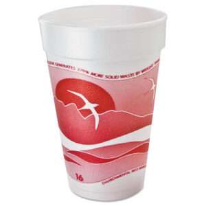 Horizon Hot/Cold Foam Drinking Cups, 16 oz, White/Cranberry, 25/Bag...