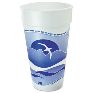 Horizon Hot/Cold Foam Drinking Cups, 20 oz, White/Blueberry, 25/Bag...