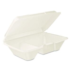 Foam Hinged Lid Containers, 6.4 x 9.33 x 2.9, White, 100/Bags, 2 Bags/Carton