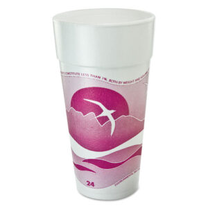 Horizon Hot/Cold Foam Drinking Cups, 24 oz, Mauve, 20/Bag, 25 Bags/Carton