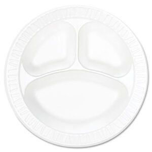 Concorde Foam Plate, 3-Compartment Plate, 10.25" dia, White, 125/Pack, 4...