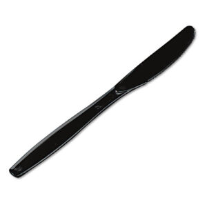 Plastic Cutlery, Heavyweight Knife, Black, 1,000/Carton