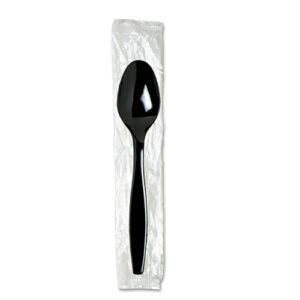 Individually Wrapped Heavyweight Spoon, Plastic, Black, 1,000/Carton