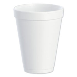 Foam Drink Cups, 12 oz, White, 25/Bag,  40 Bags/Carton