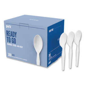 Mediumweight Plastic Cutlery, Spoon, Plastic, White, 300/Pack